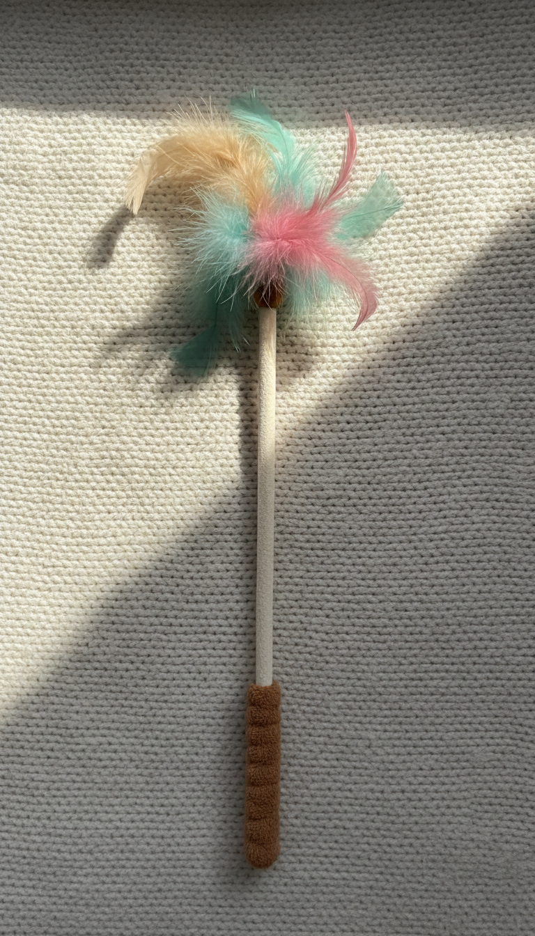 Plush Feathered Cat Teaser Wand