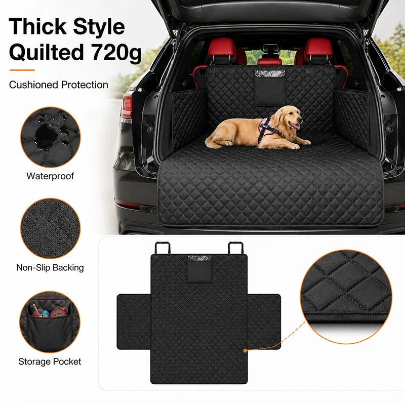 Waterproof Dog Car Boot Liner — Hammock-Style Seat & Bumper Protector (Universal Fit)