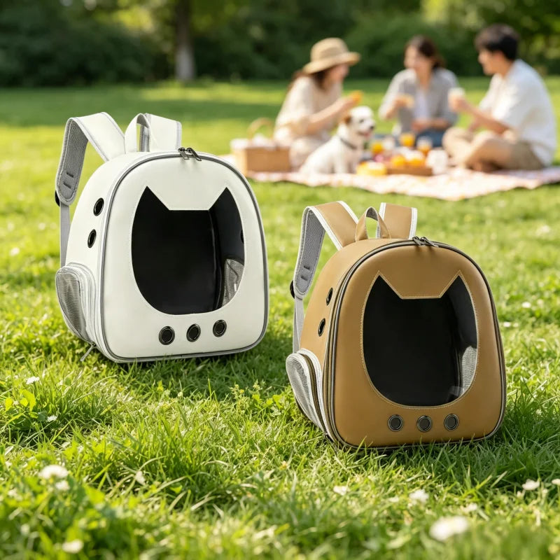 Cat Backpack Carrier with Bubble Window — Hands-Free, Breathable Travel Carrier