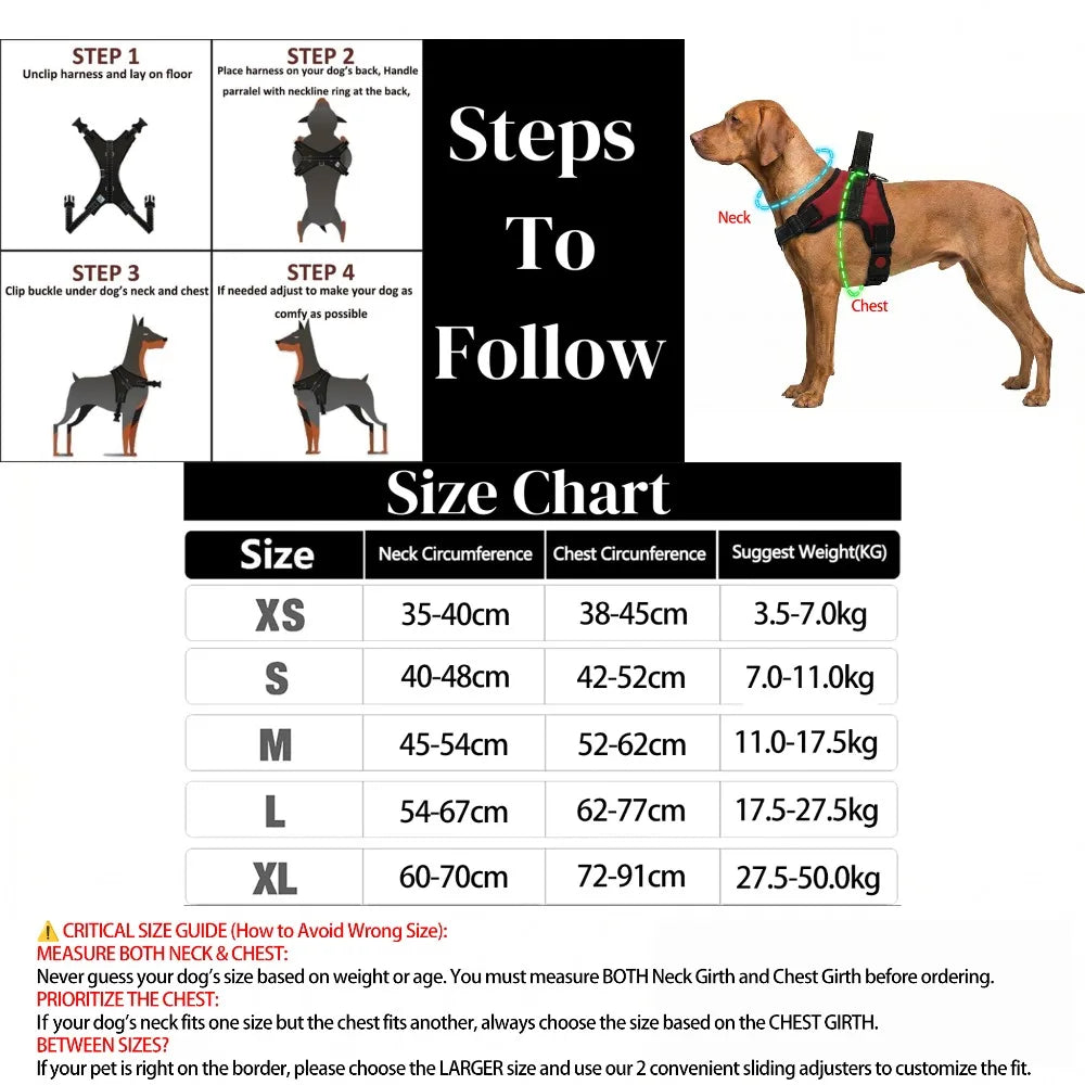 No-Pull Dog Harness — Padded Step-In Design with Reflective Stitching