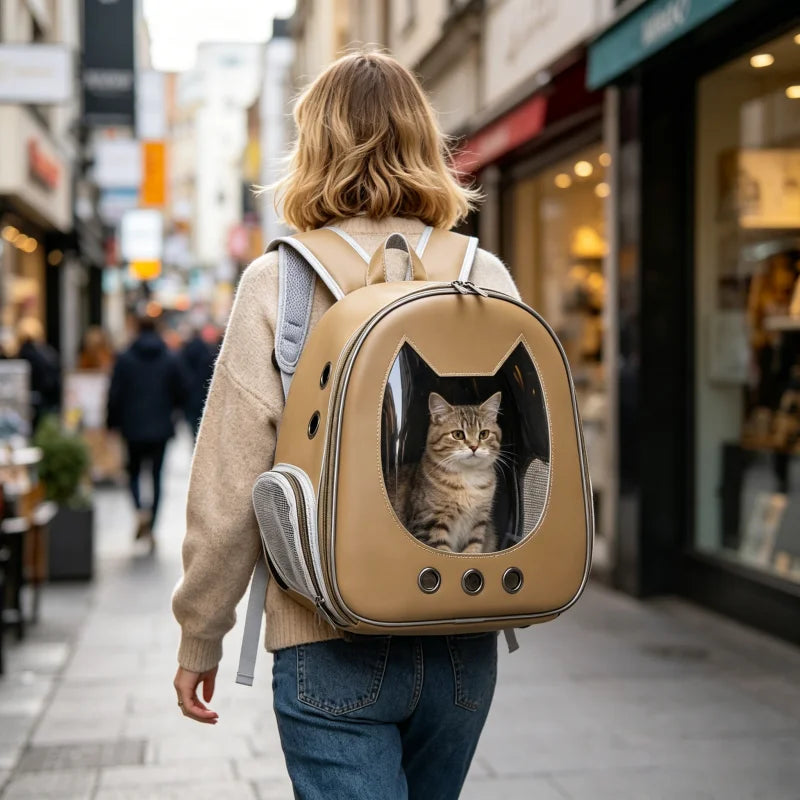 Cat Backpack Carrier with Bubble Window — Hands-Free, Breathable Travel Carrier