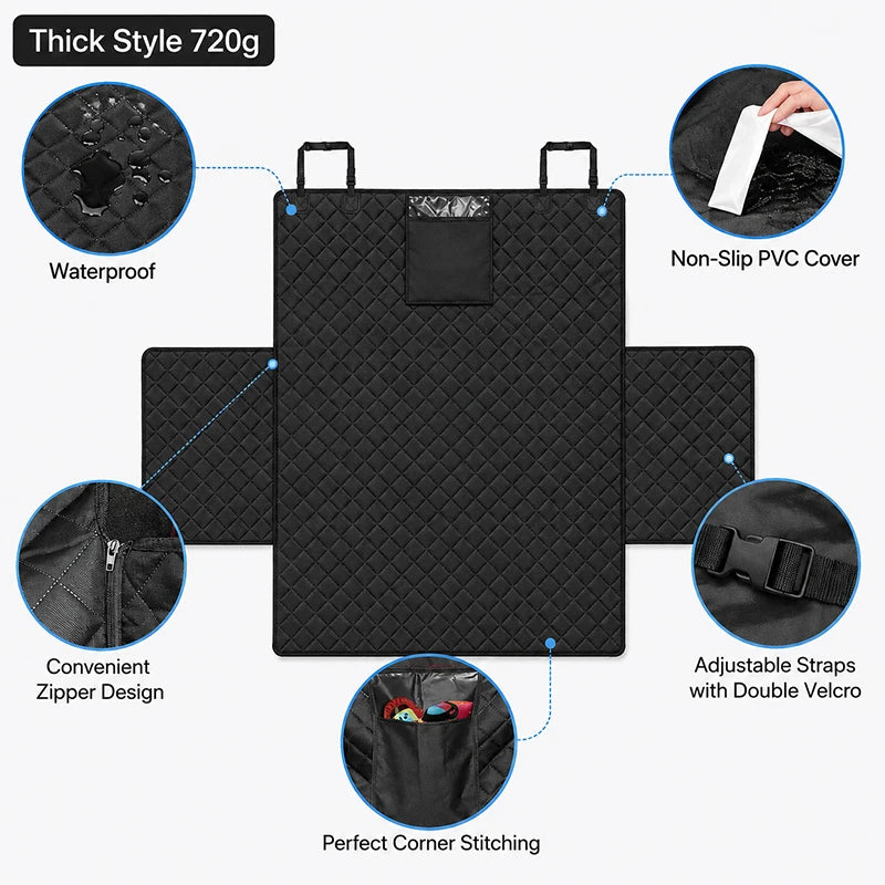Waterproof Dog Car Boot Liner — Hammock-Style Seat & Bumper Protector (Universal Fit)