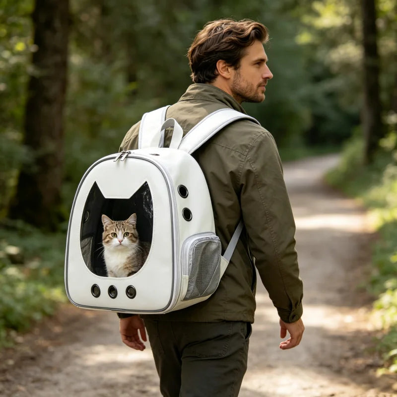 Cat Backpack Carrier with Bubble Window — Hands-Free, Breathable Travel Carrier