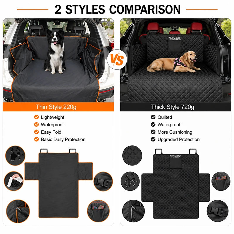 Waterproof Dog Car Boot Liner — Hammock-Style Seat & Bumper Protector (Universal Fit)