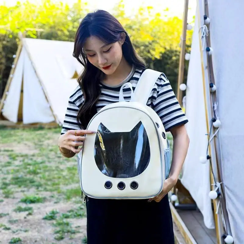 Cat Backpack Carrier with Bubble Window — Hands-Free, Breathable Travel Carrier
