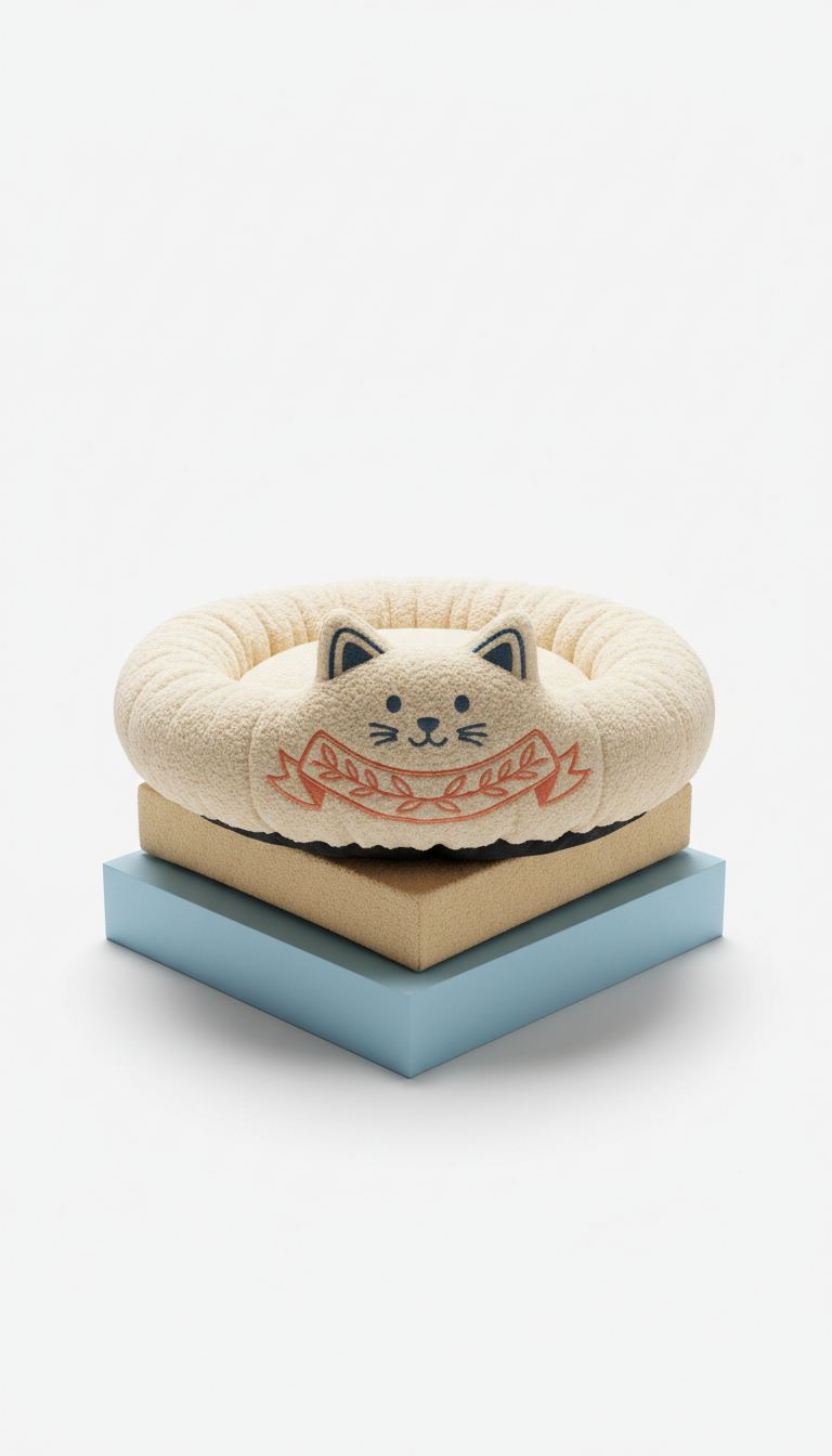 Embroidered Cat Lounger