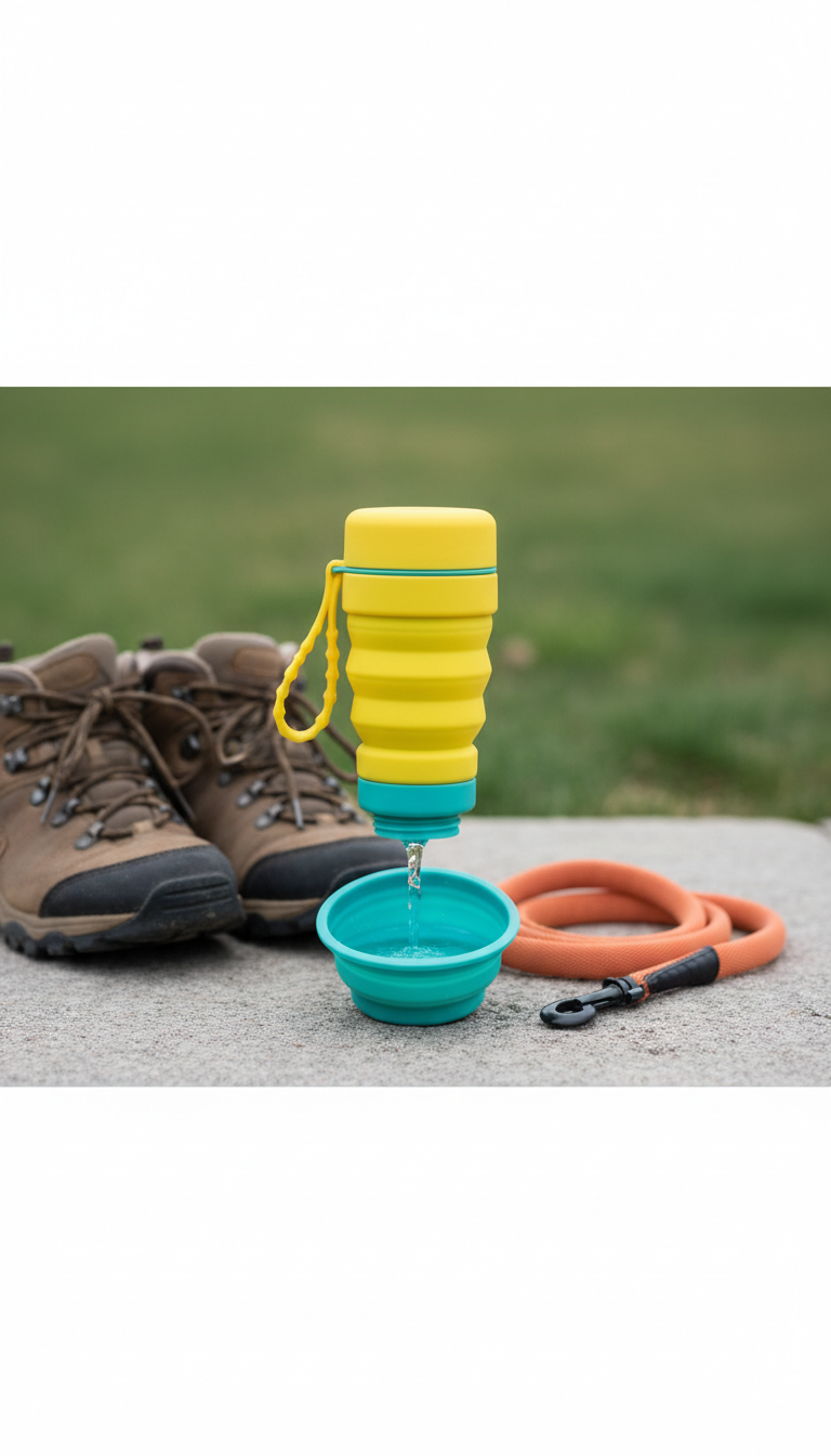 Collapsible dog water bottle with integrated bowl